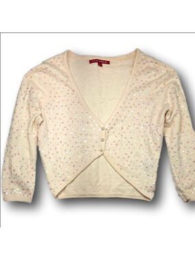 Women's J.J. BASICS Beige Iridescent Sequin Shrug L